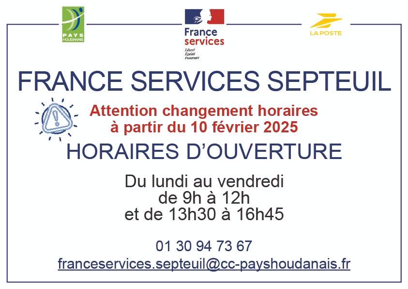 Nouveaux horaires d’ouverture pour France services Septeuil !