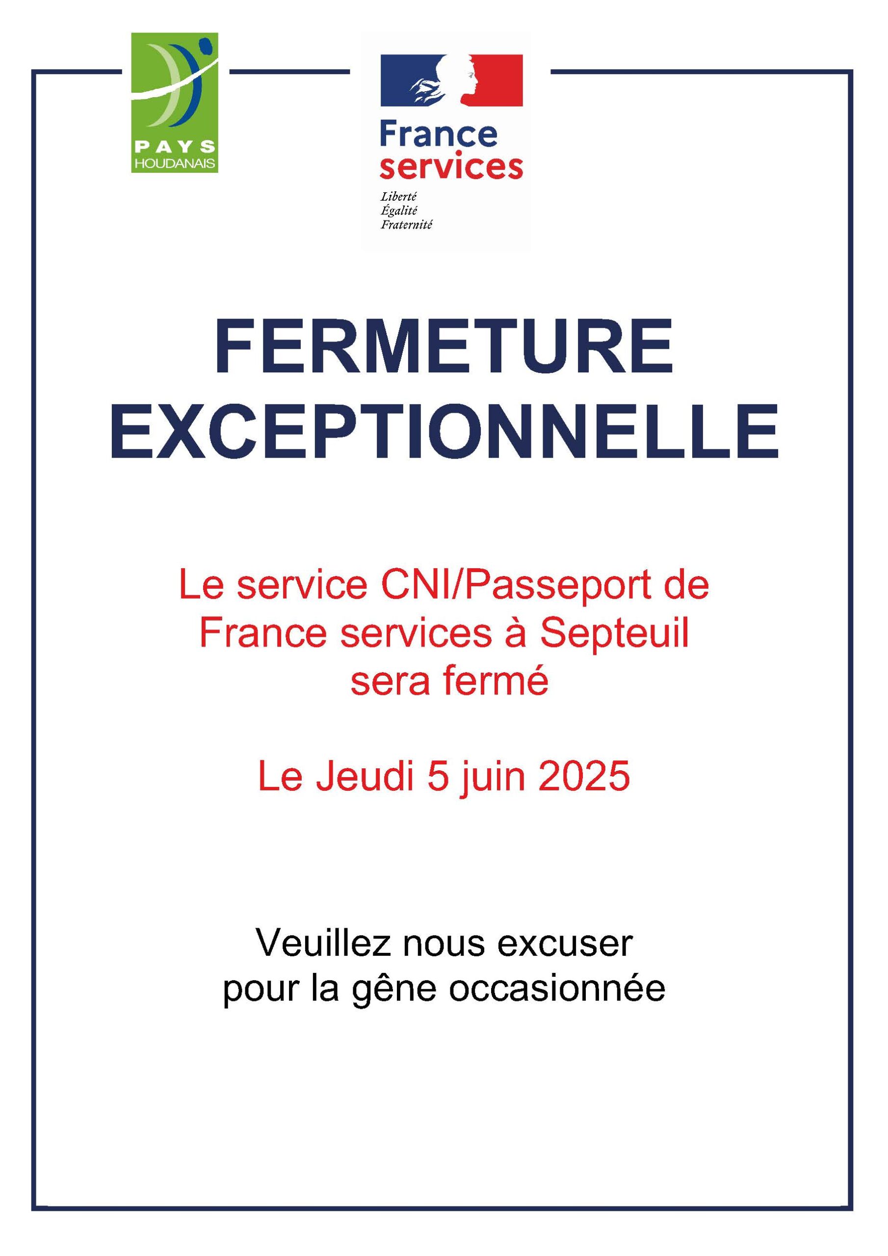 Fermeture exceptionnelle