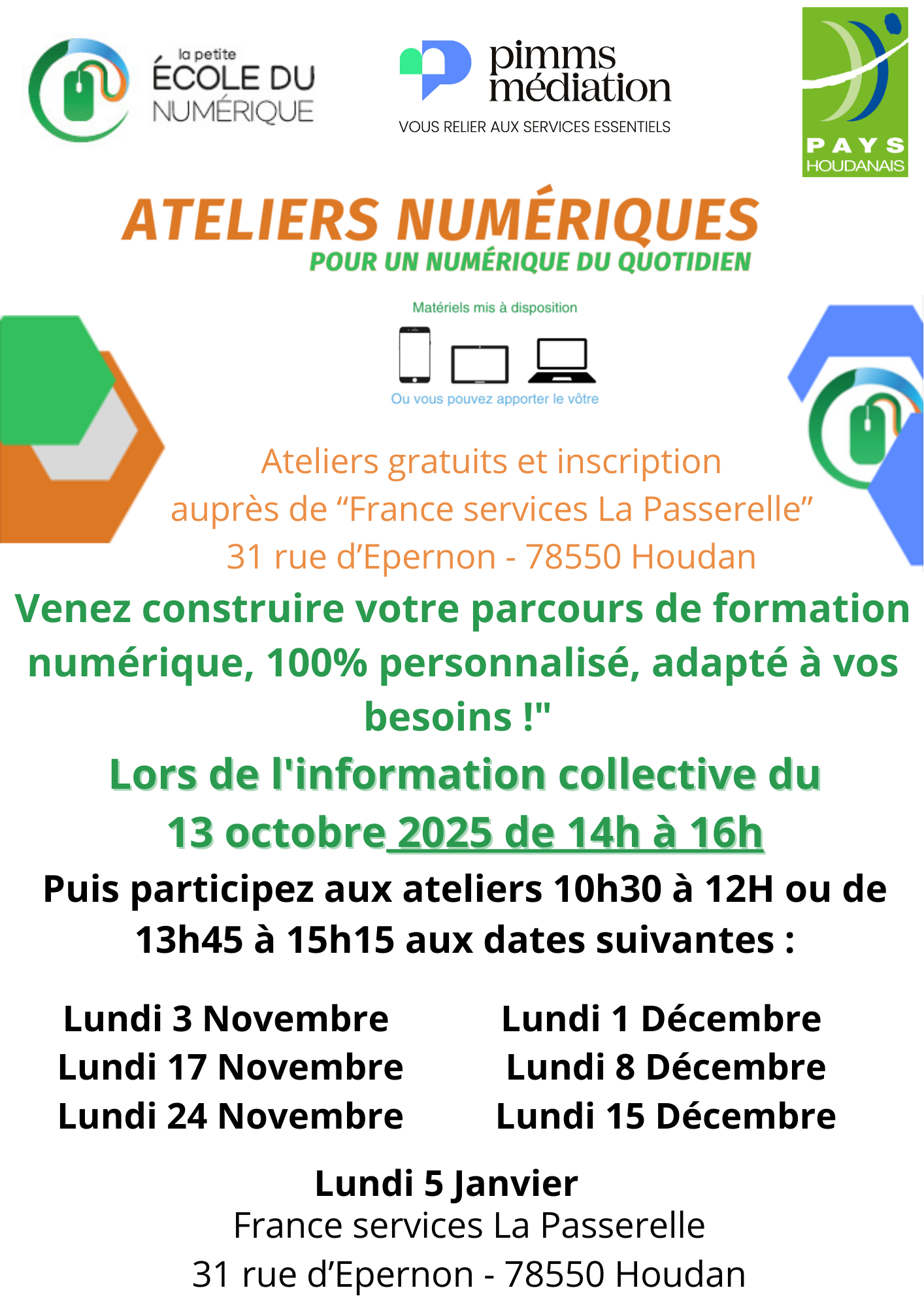 🌐 Ateliers numériques à Houdan — Octobre 2025 à Janvier 2026