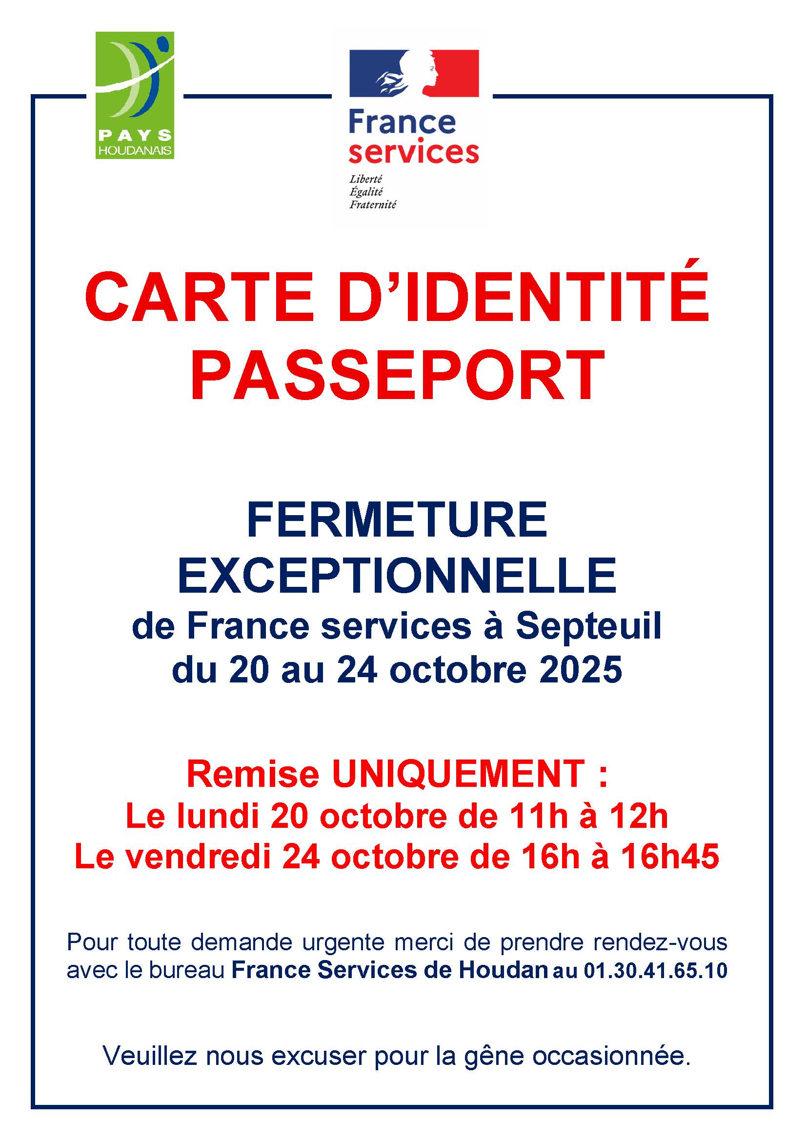 Fermeture exceptionnelle CNI / Passeport